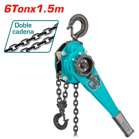 TECLE CON RATCHET 6.00 TON 1.5M FUERZA 320N 2 CADENAS