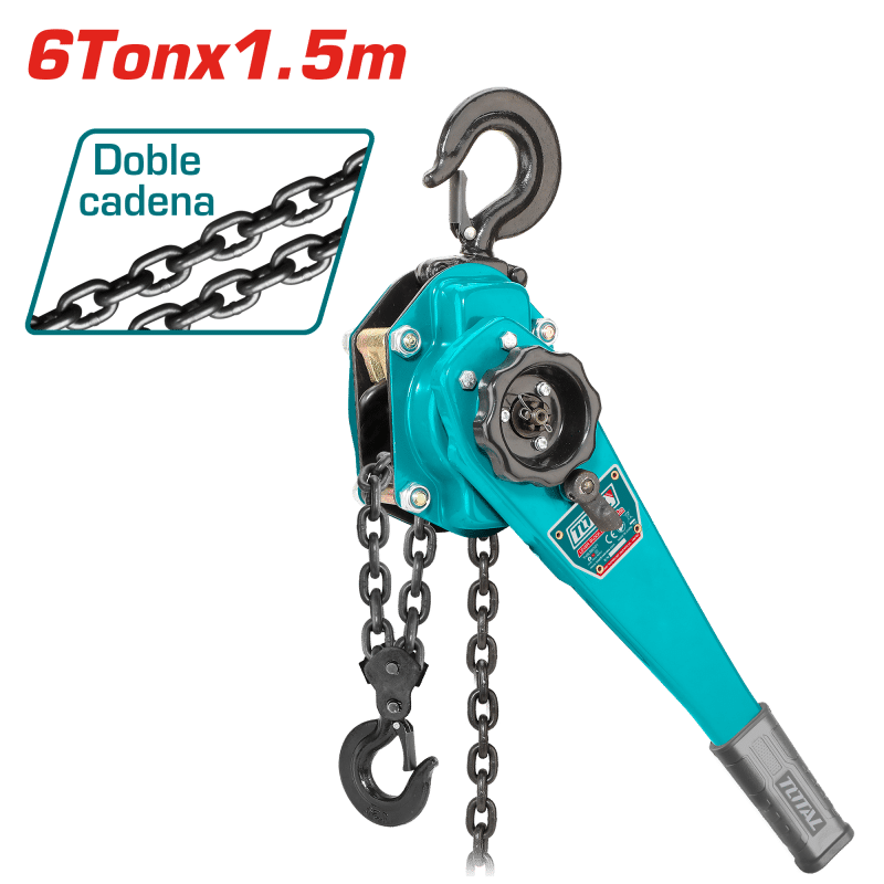 TECLE CON RATCHET 6.00 TON 1.5M FUERZA 320N 2 CADENAS