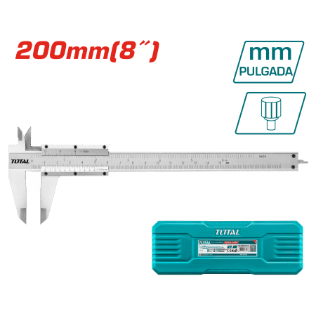CALIBRADOR VERNIER 200MM (8'') ACERO AL CARBON CON ESTUCHE