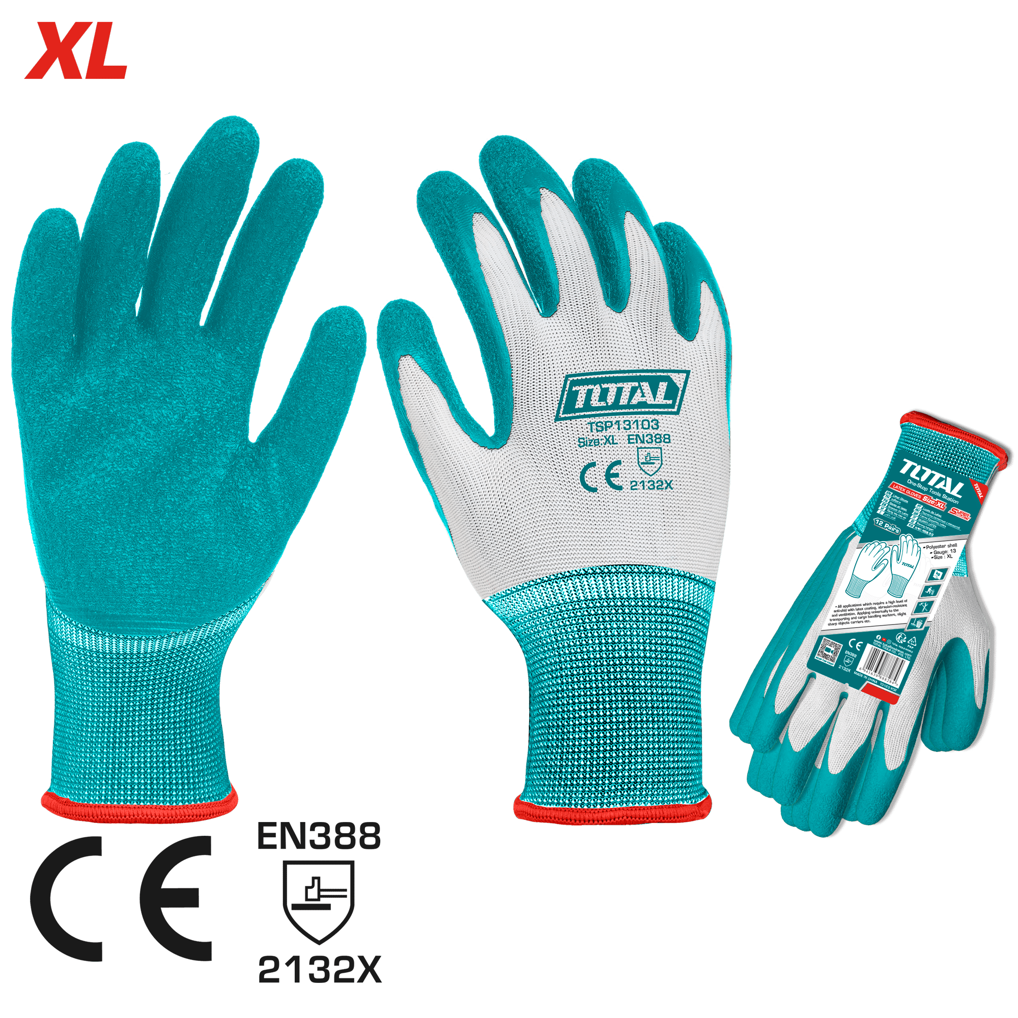 GUANTES DE TRABAJO LATEX XL (CARGA PESADA)