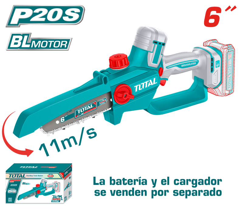 SIERRA DE CADENA LI-ION 20V 6" 15CM 11M/S + ACC