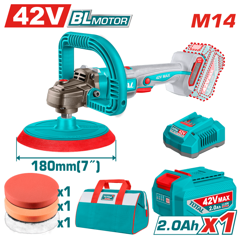 PULIDORA ANGULAR 42V 180MM 4000-25000RPM M14 V.VARIABLE INDUSTRIAL