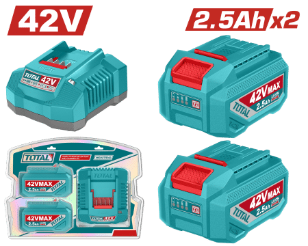 SET DE BATERIAS LI-ION 42V 2.5AH 2PCS + CARGADOR INDUSTRIAL