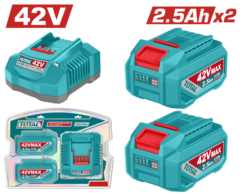 SET DE BATERIAS LI-ION 42V 2.5AH 2PCS + CARGADOR INDUSTRIAL