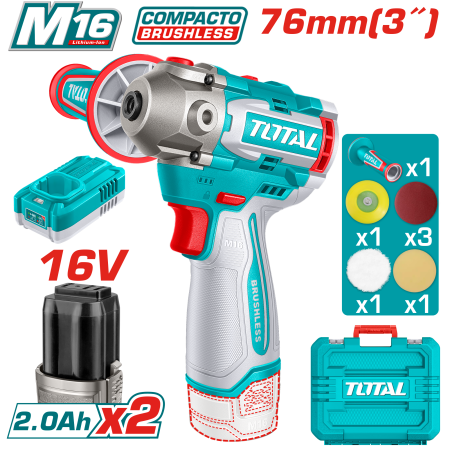 PULIDORA 16V 0-2800/0-8300RPM PAD:76MM 2X2.0AH + ACC Y MALETIN INDUSTRIAL