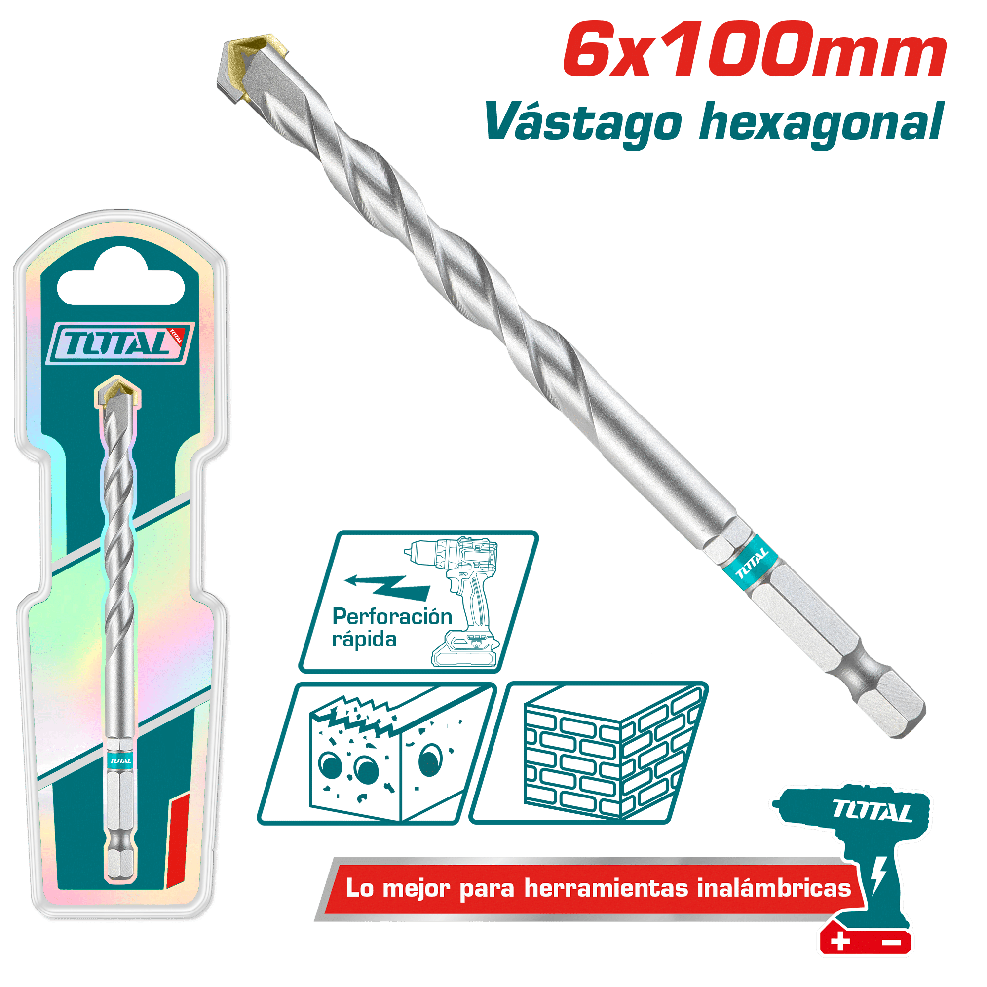 BROCA ALBAÑILERÍA 6X100MM HEX IDEAL INALMABRICOS