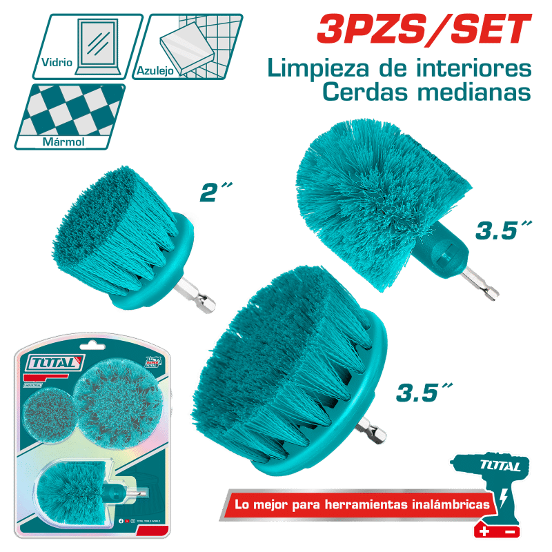 SET DE PUNTAS ESCOBILLAS PARA TALADRO 3PCS 1/4 HEX