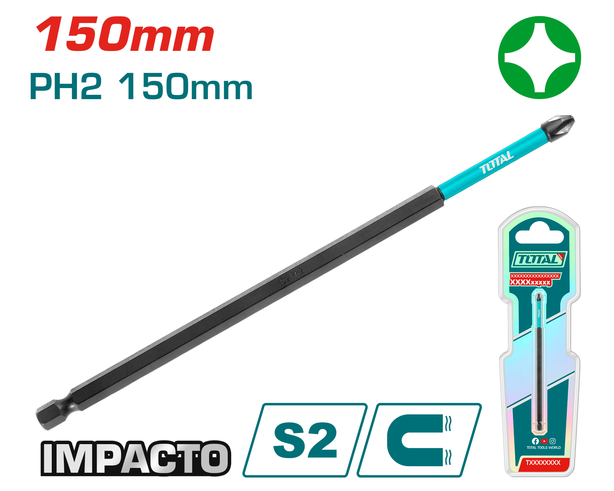 PUNTA DE IMPACTO 150MM PH2 S2 MAGNETICO INDUSTRIAL