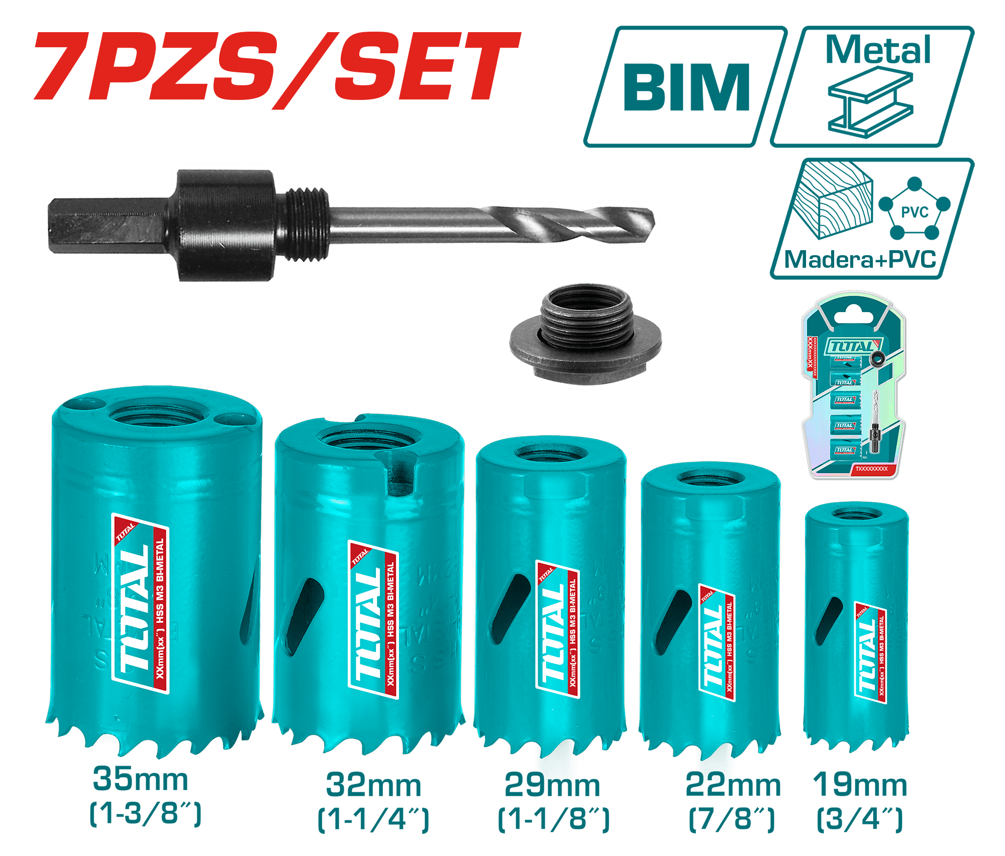 KIT SIERRAS CORONA 7PCS 19-35MM BI-METAL BLISTER