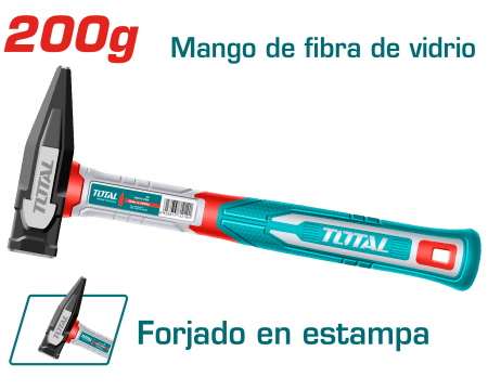 MARTILLO MECANICO 200G ACERO AL CARBON 45 + MANGO FIBRA DE VIDRIO