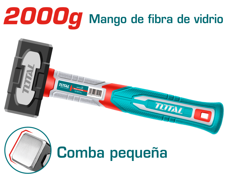 COMBA P/PIEDRA 2000G ACERO/CARBON 45 MANGO FIBRA DE VIDRIO