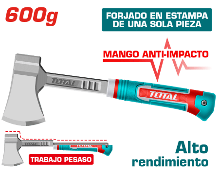 HACHA DE MANO ANTI IMPACTO 600G HD INDUSTRIAL