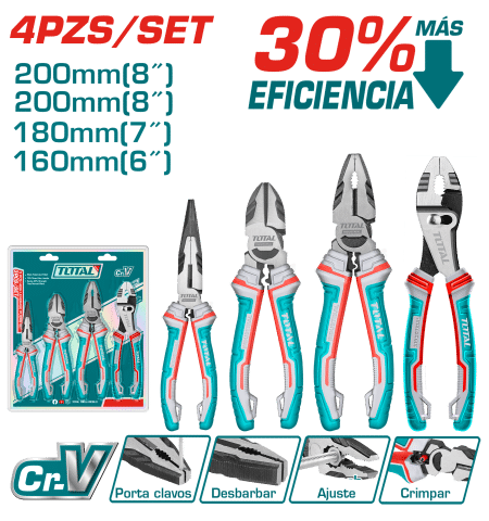 SET DE ALICATES 4PCS CR-V ENERGY 30% (ONE TIME) INDUSTRIAL