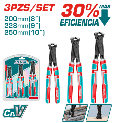 SET DE PINZAS TENAZA 3PCS 8 / 9 / 10 INCH CR-V / MANGO TPR INDUSTRIAL