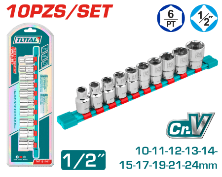 SET DE SOCKETS 1/2'' 10PCS 5-14MM INDUSTRIAL
