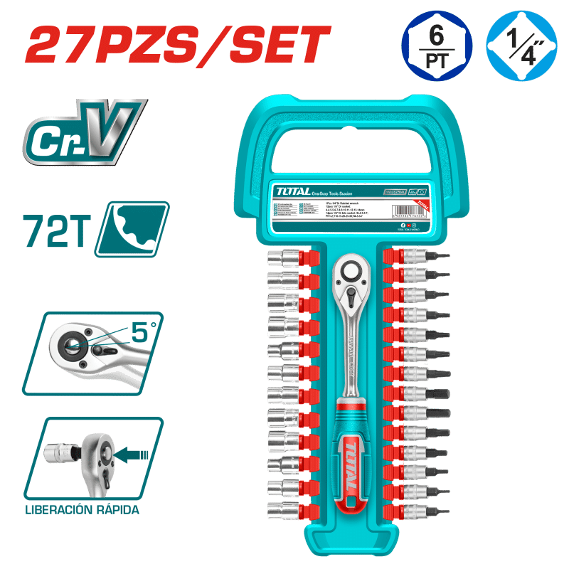 SET RACHET 1/4 + SOCKET 50BV30 27PCS INDUSTRIAL