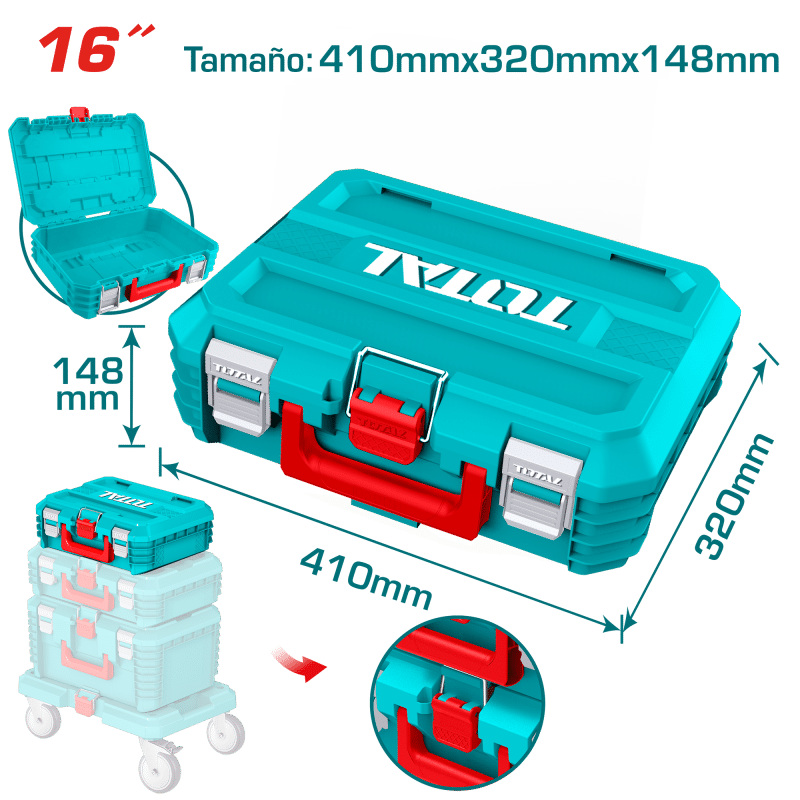 CAJA DE HERRAMIENTAS APILABLE 16'' (410X320X148MM) PP 15KG