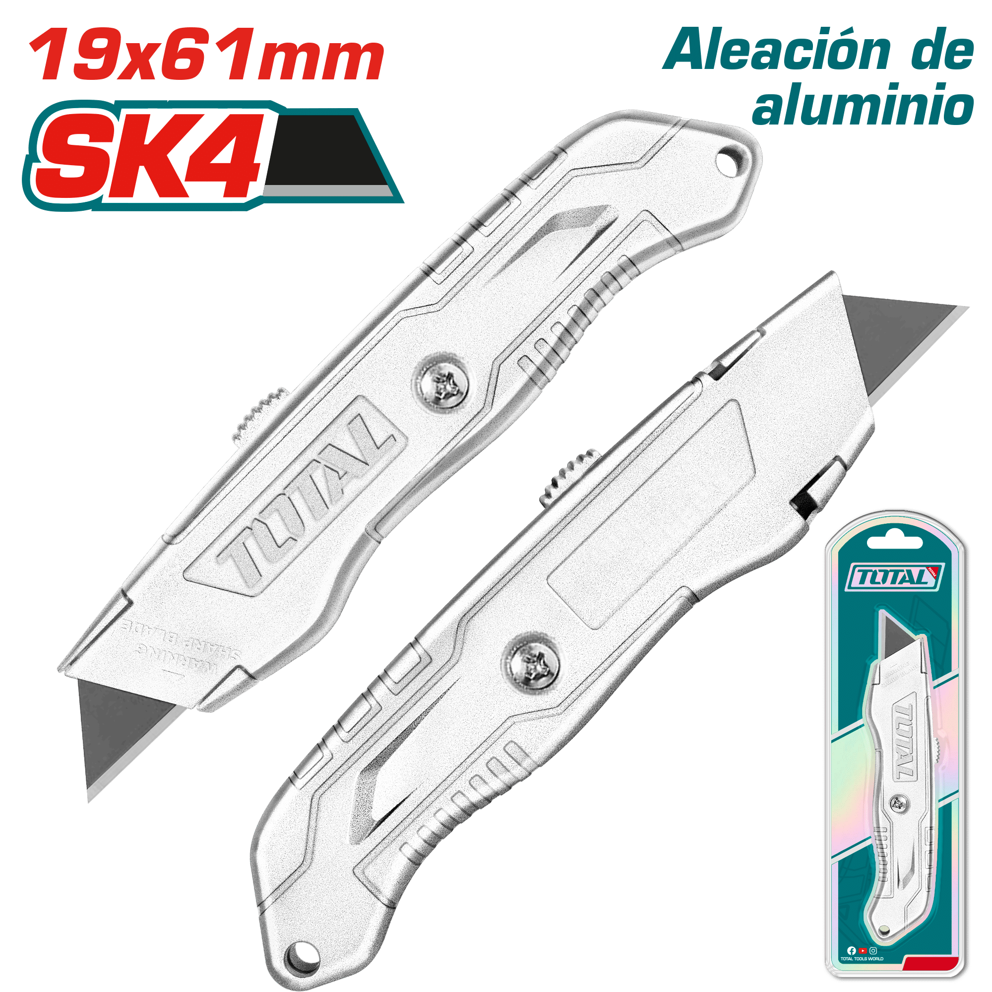CUCHILLA UTILITARIA HOJA:19X61MM SK4 AUTO SEGURO INDUSTRIAL