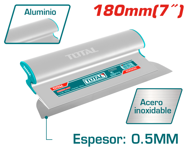 ESPATULA DE EMPASTADO DRYWALL 180MM TH:0.5MM ACERO INOX INDUSTRIAL