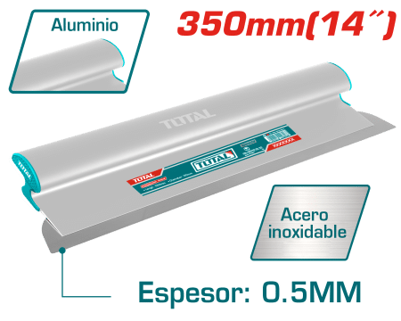 ESPATULA DE EMPASTADO DRYWALL 350MM TH:0.5MM ACERO INOX INDUSTRIAL