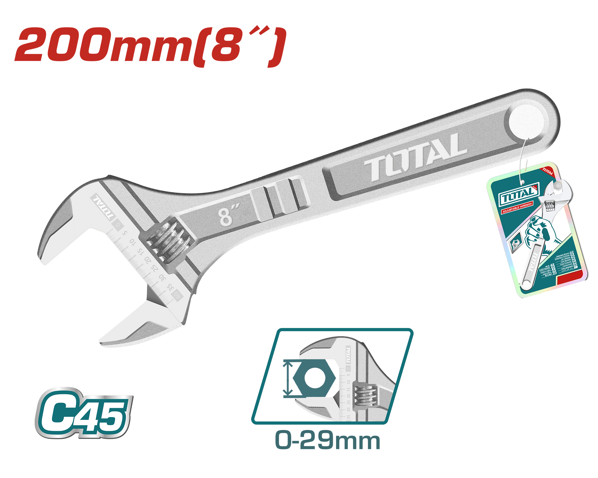 LLAVE AJUSTABLE 200MM 8'' C45 0-29MM