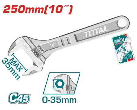 LLAVE AJUSTABLE 250MM 10'' C45 0-35MM