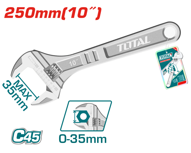LLAVE AJUSTABLE 250MM 10'' C45 0-35MM