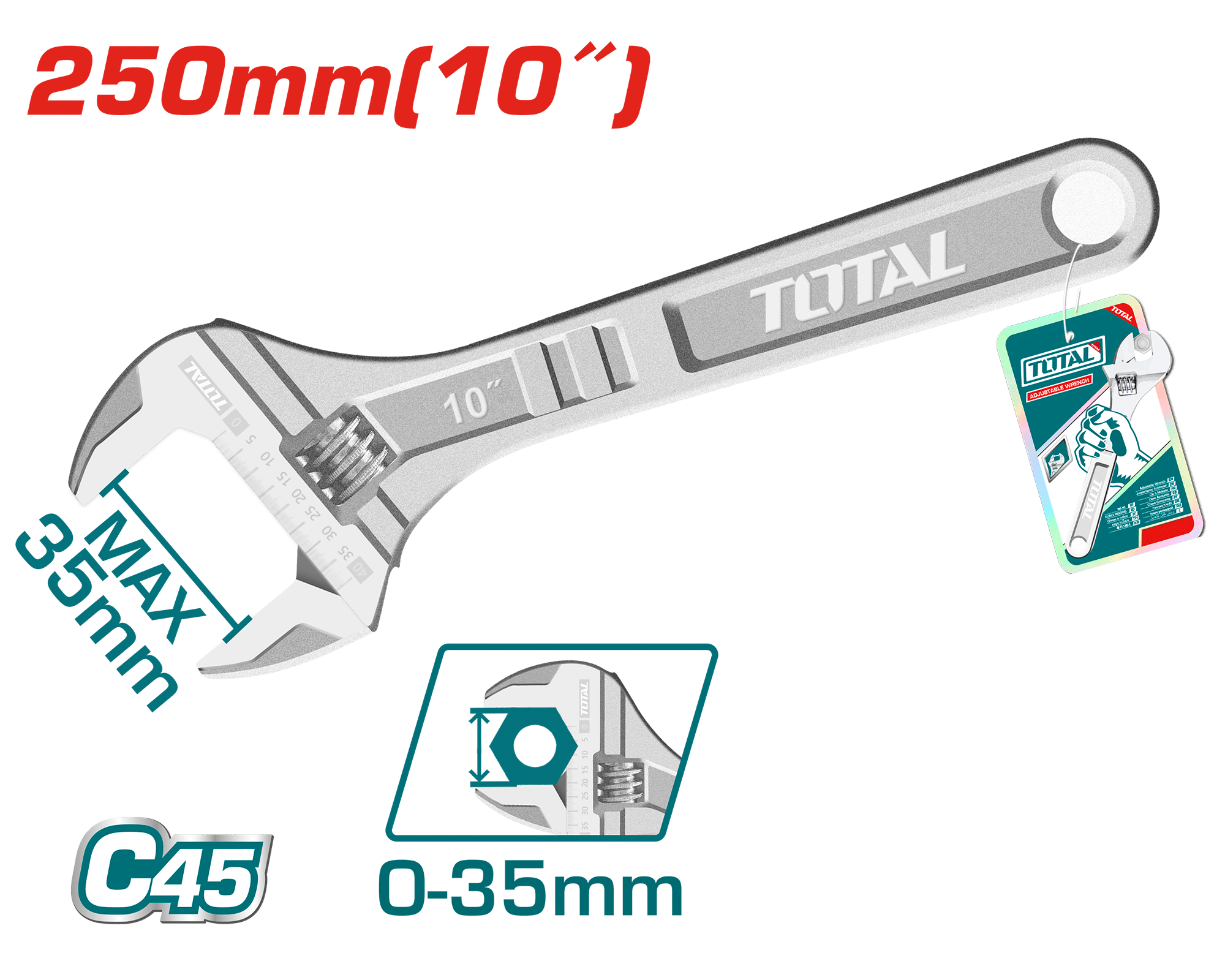 LLAVE AJUSTABLE 250MM 10'' C45 0-35MM