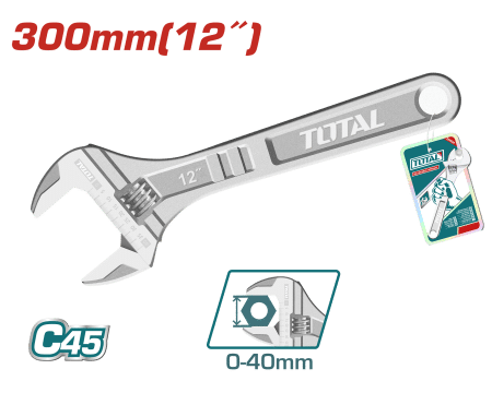 LLAVE AJUSTABLE 300MM 12'' C45 0-40MM