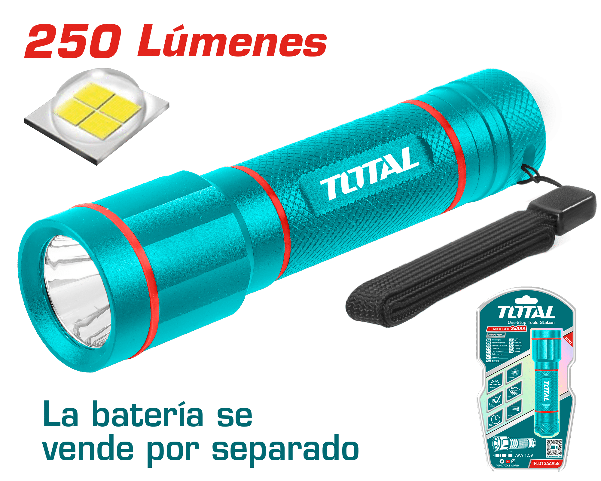 LINTERNA 250LM DIS: 160M BAT: 3XAAA (NO INCLUYE) INDUSTRIAL