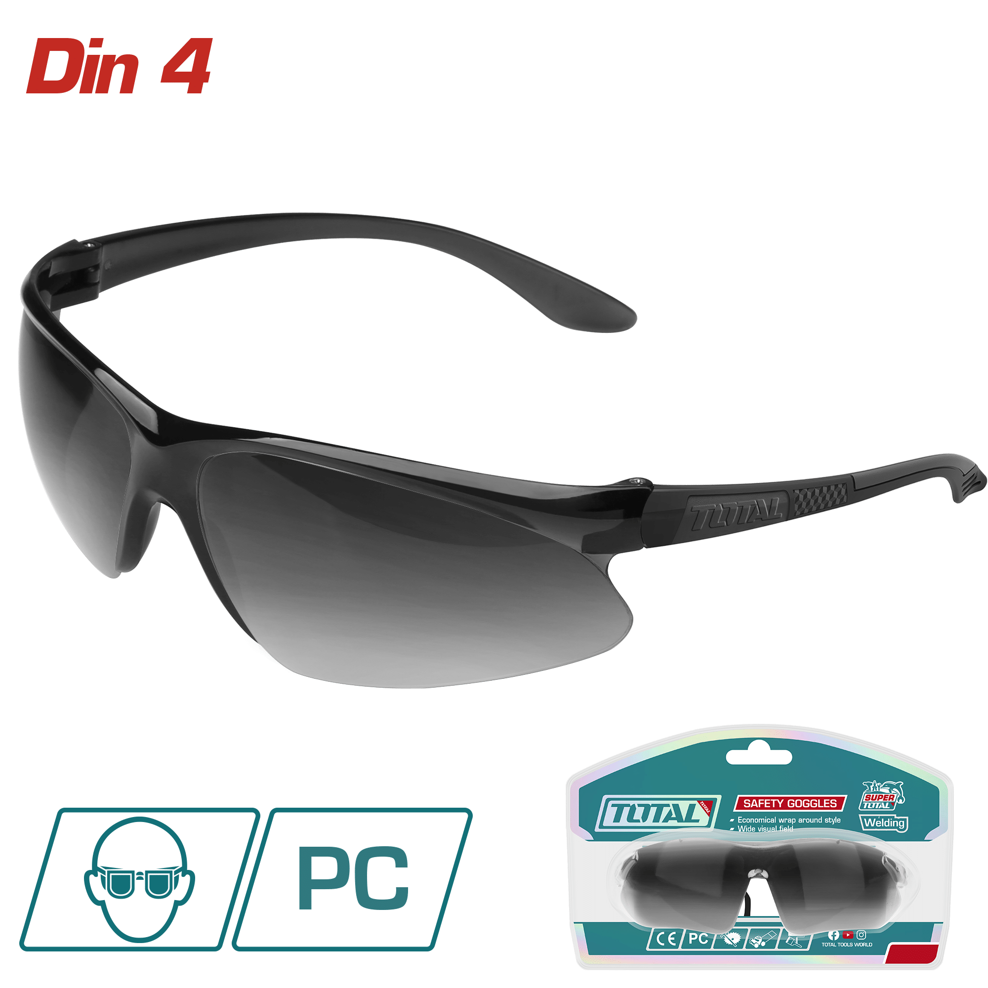 LENTES DE SEGURIDAD PC SOMBRA DIN 4