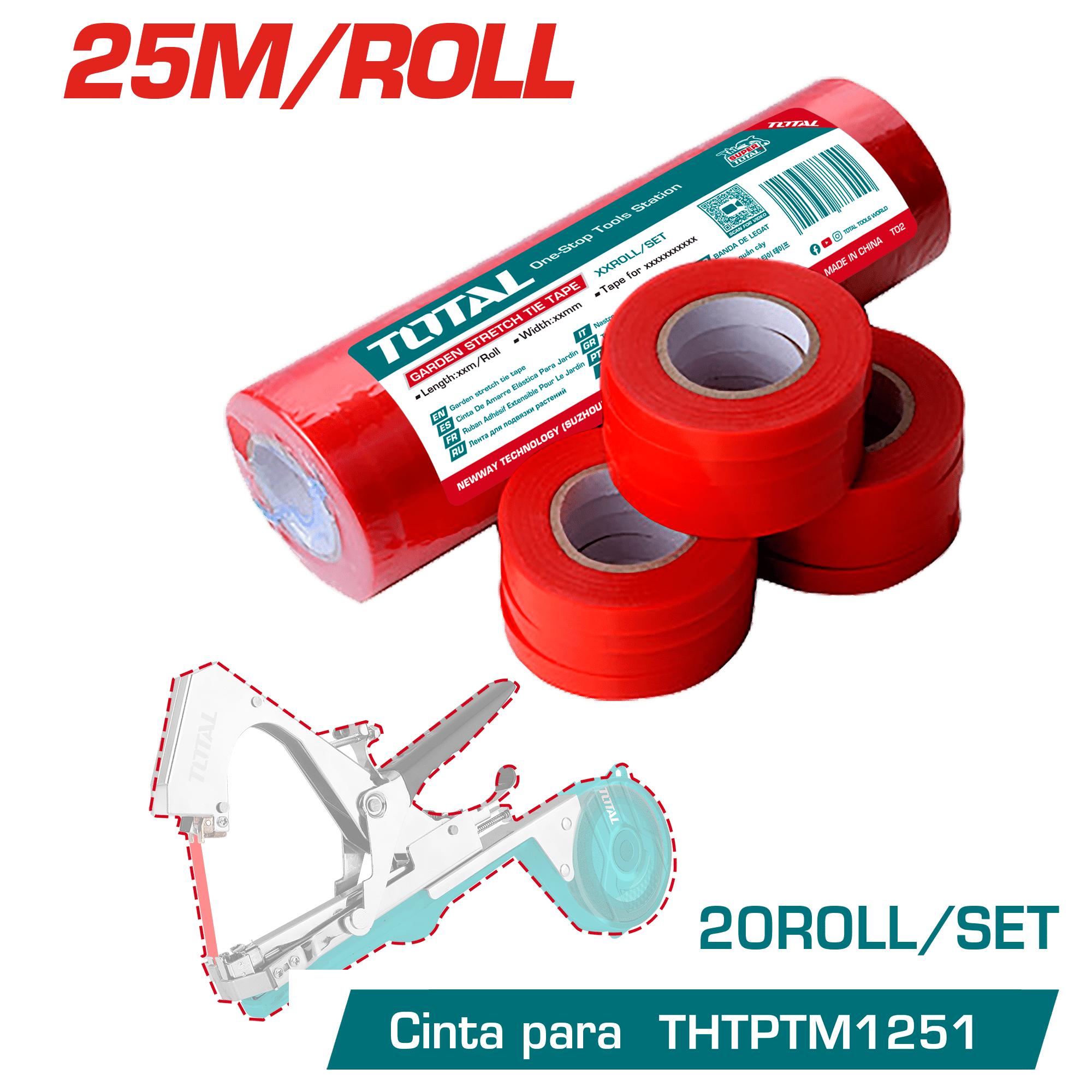 CINTA PARA ATADORA AGRICOLA 25M/ROLLO (ROJO)