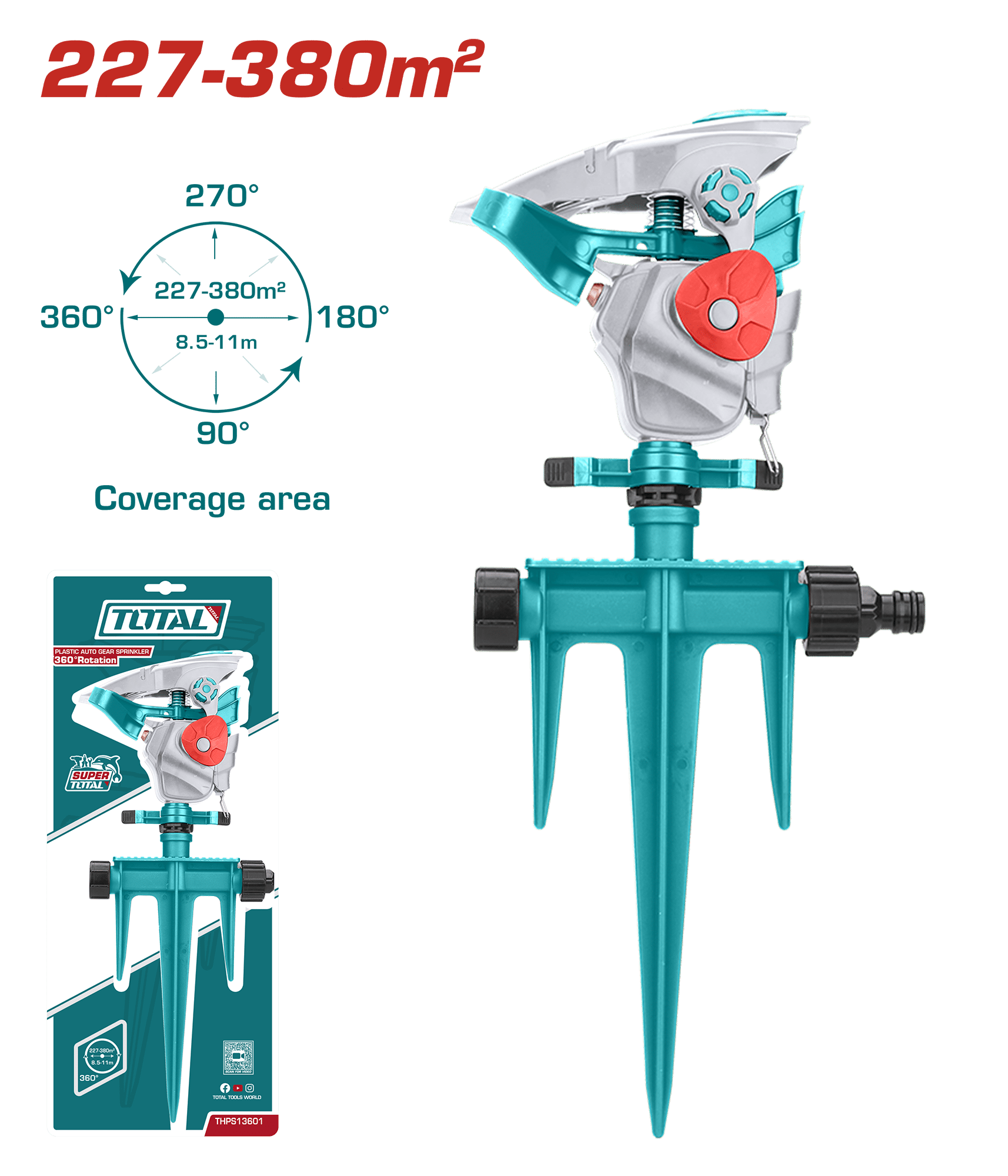 ROCIADOR DE JARDIN 360º TIPO ESTACA ADAPTADOR 3/4''