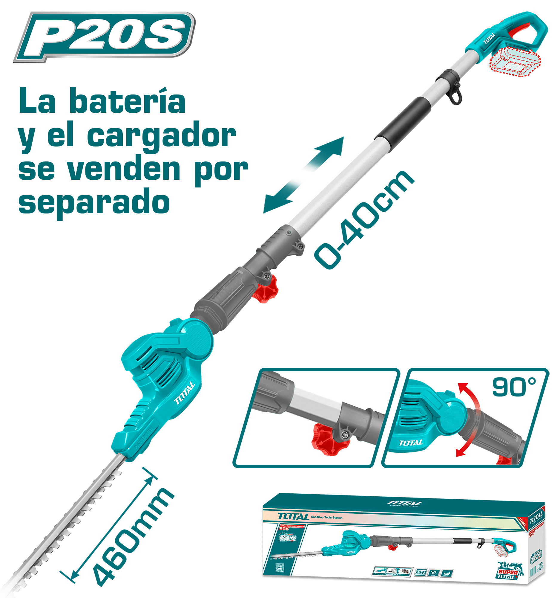 CORTASETOS LI-ION 20V 2800SPM 46CM C:18MM EXTENSION 0-40CM