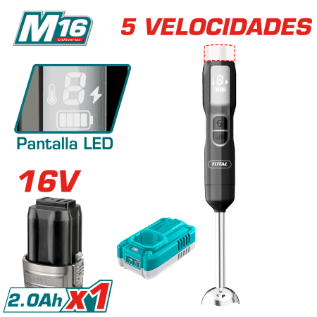 BATIDORA DE INMERSION 16V DISPLAY LED 1X2.0AH