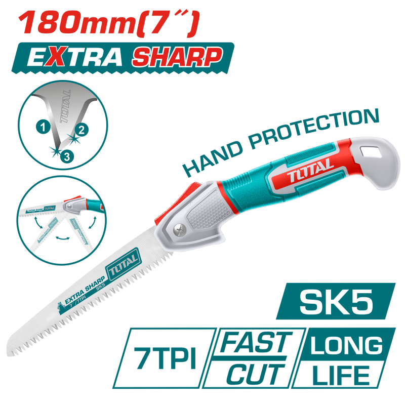 SIERRA DE MANGO RETRACTIL 180MM (7'') EXTRA FILO SK5 7TPI TRIPLE DIENTE INDUSTRIAL
