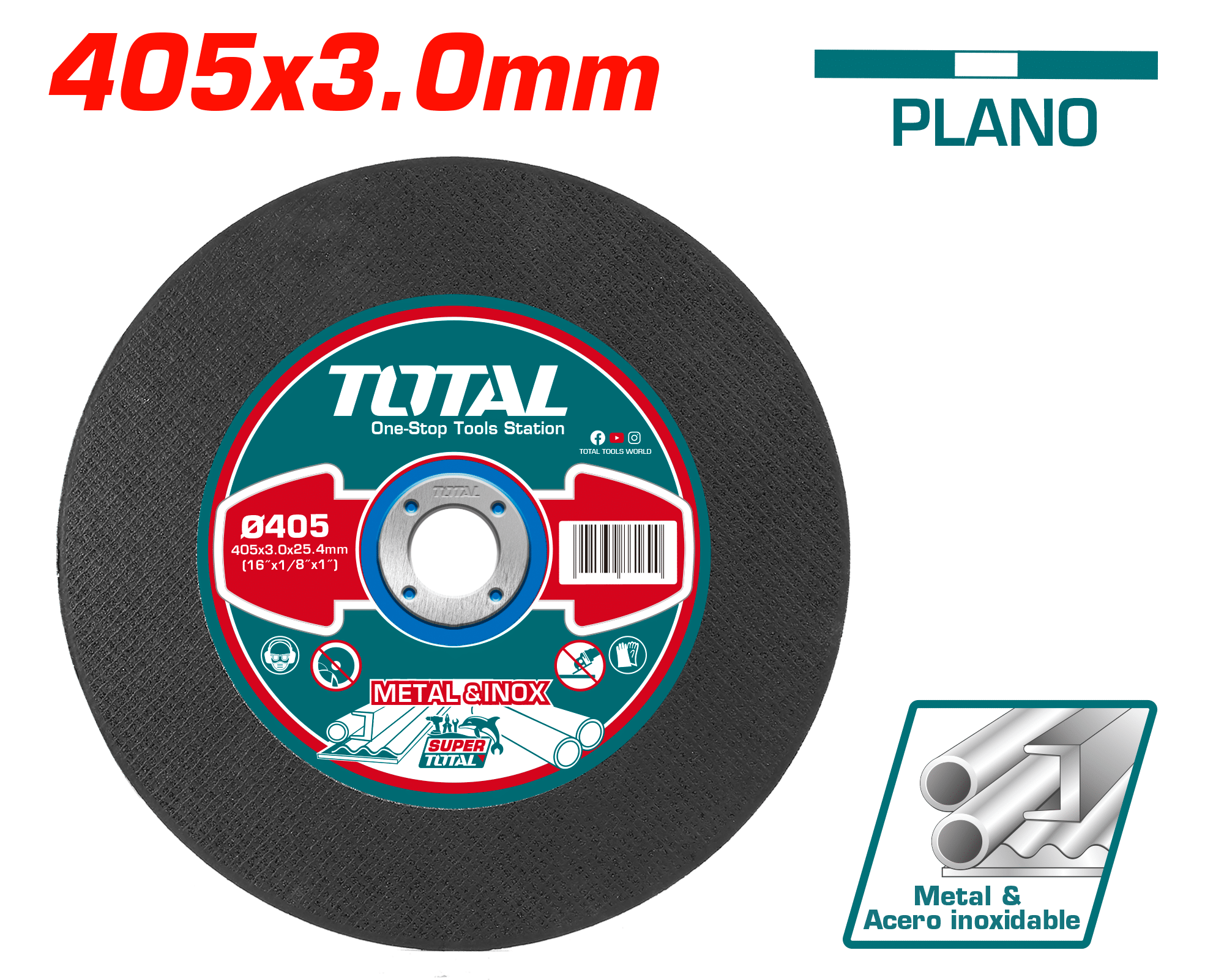 DISCO ABRASIVO/CORTE P/METAL 405 X 3.0 X 25.4 MM CENTRO PLANO