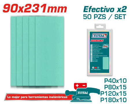 SET LIJAS P40/P80/P120/P180 50PCS 90X231MM INDUSTRIAL