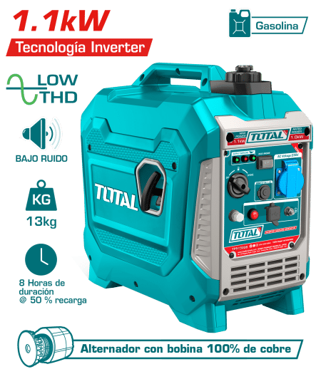 GENERADOR INVERTER 1.1KW GASOLINERO 4.3A TANQUE:3L MOTOR 56CC INDUSTRIAL