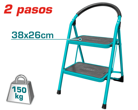 ESCALERA DE ACERO 2 PASOS 150KG PLAT.SUP: 38X26CM
