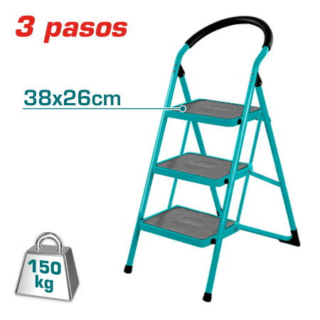 ESCALERA DE ACERO 3 PASOS 150KG PLAT.SUP: 38X26CM