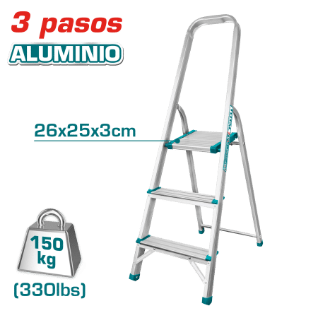 ESCALERA TIJERA ALU 3 PASOS 150KG PLAT.SUP: 26X25X3CM