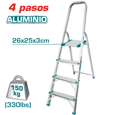 ESCALERA TIJERA ALU 4 PASOS 150KG PLAT.SUP: 26X25X3CM