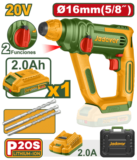 ROTOMARTILLO SDS+ 20V 16MM 1.5J 0-5100BPM 1X2.0AH +ACC +MALETIN