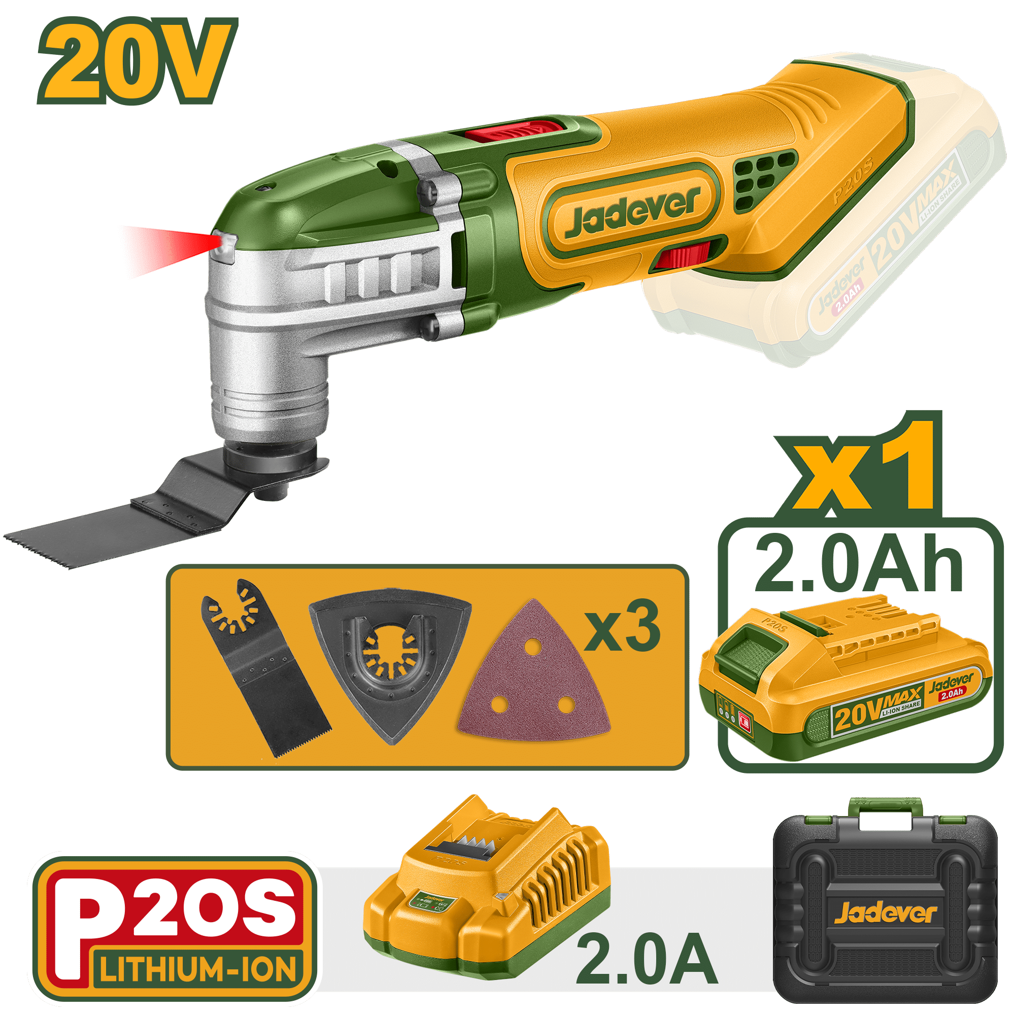 HERRAMIENTA MULTIFUNCIONAL 20V 5000-20000RPM 1X2.0AH +ACC +MALETIN