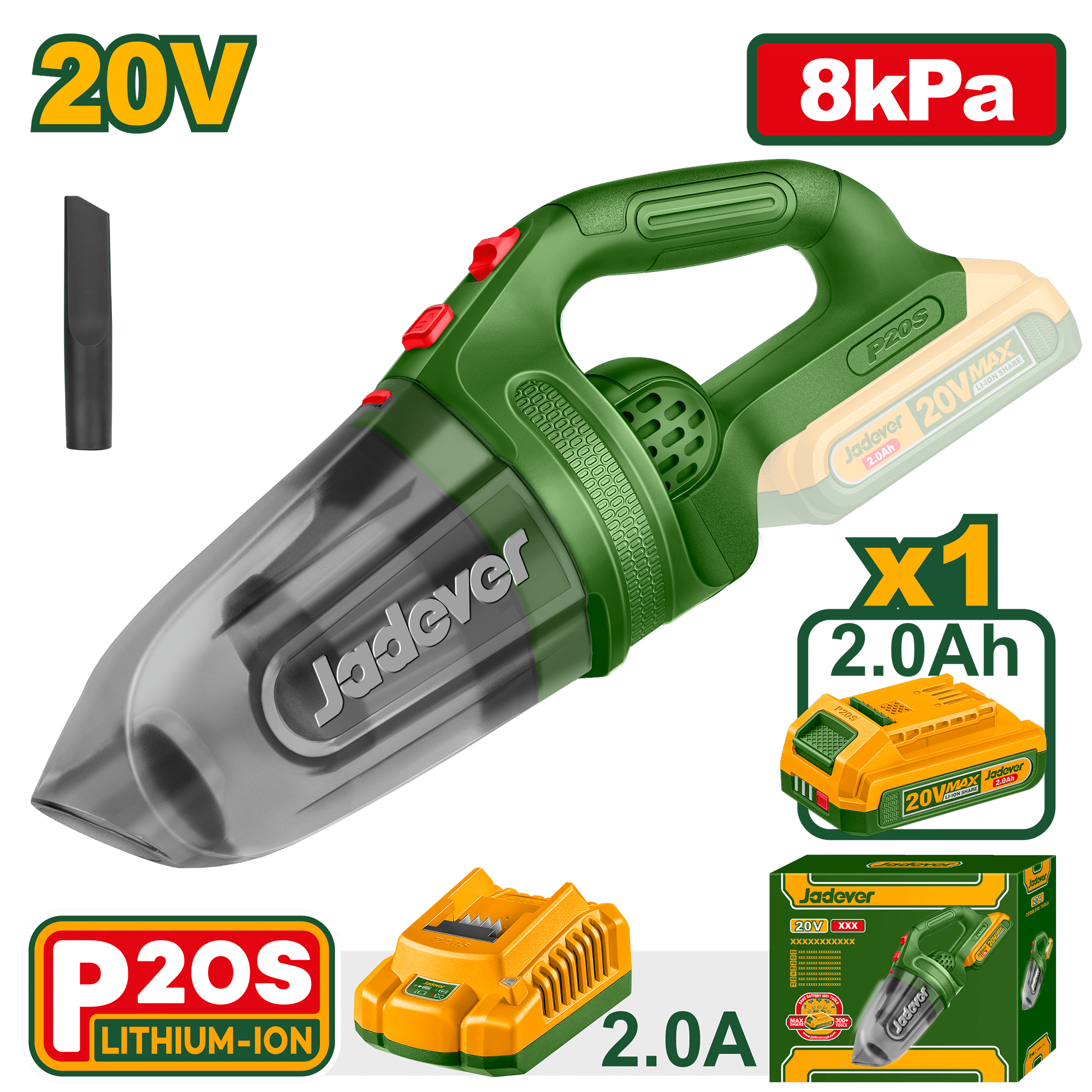 ASPIRADORA 20V 0.45L 8KPA 1X2.0AH