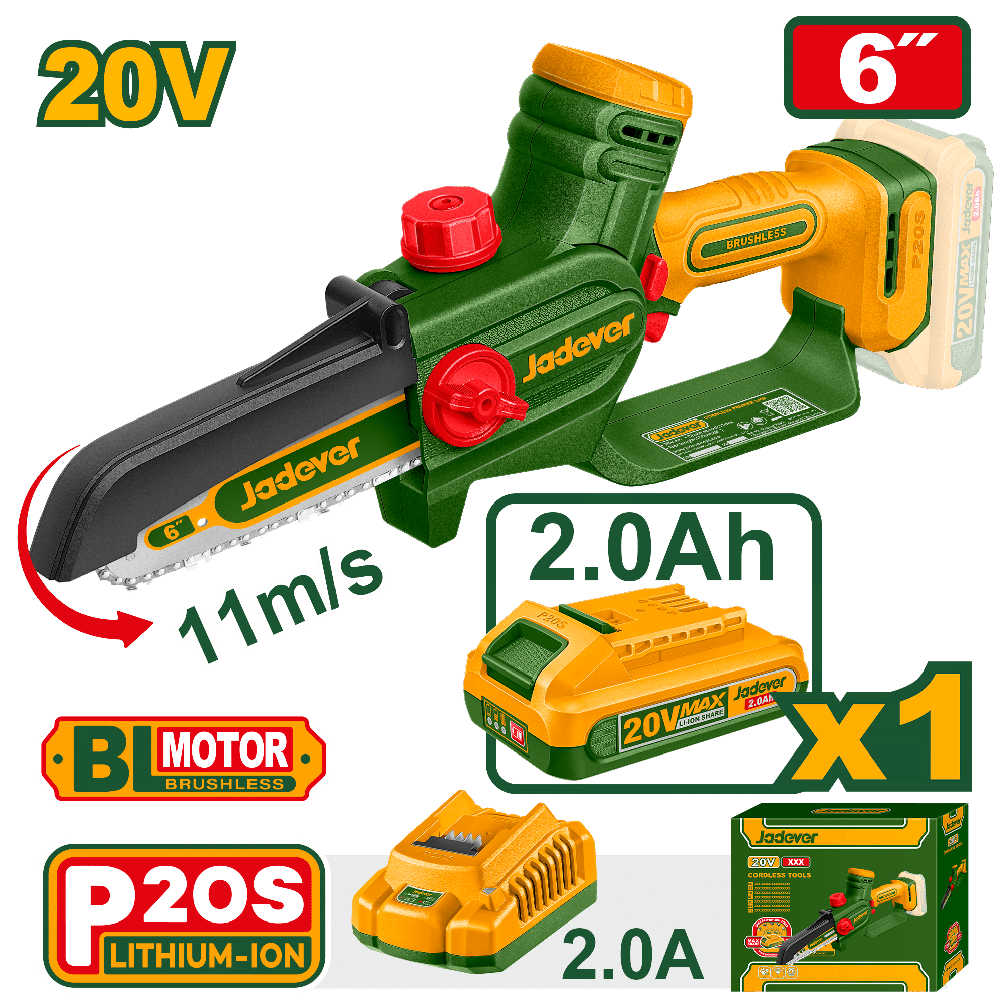 SIERRA DE CADENA 20V 6" 15CM 11M/S 1X2.0AH