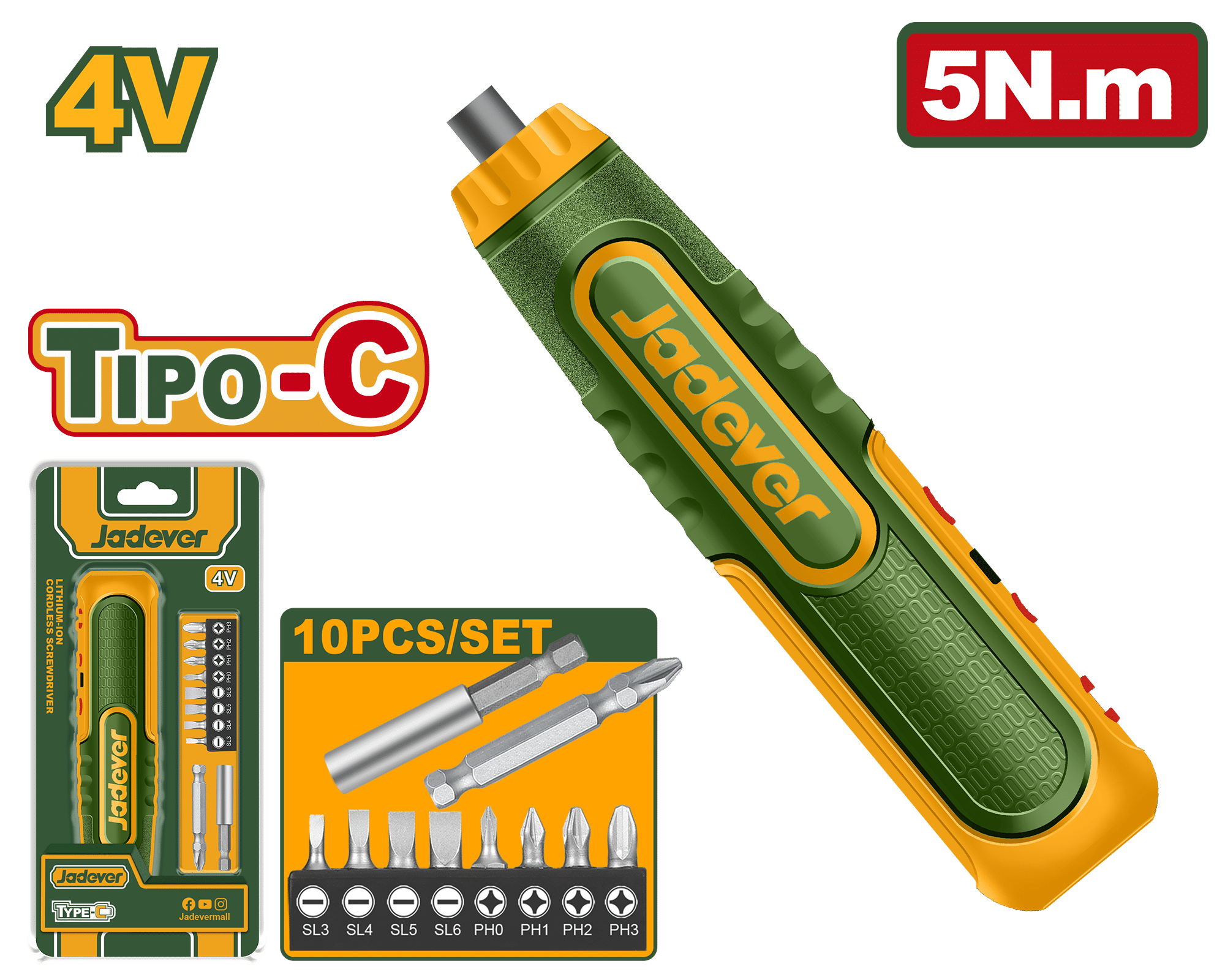 ATORNILLADOR 4V 4NM 240RPM ERGONOMICO CON LUZ +ACC