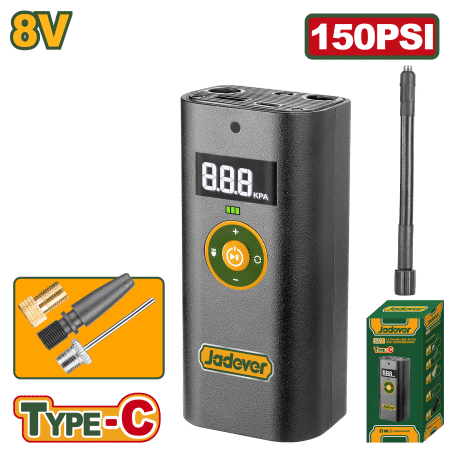 MINICOMPRESORA DIGITAL 8V TIPO-C 150PSI 6L/MIN