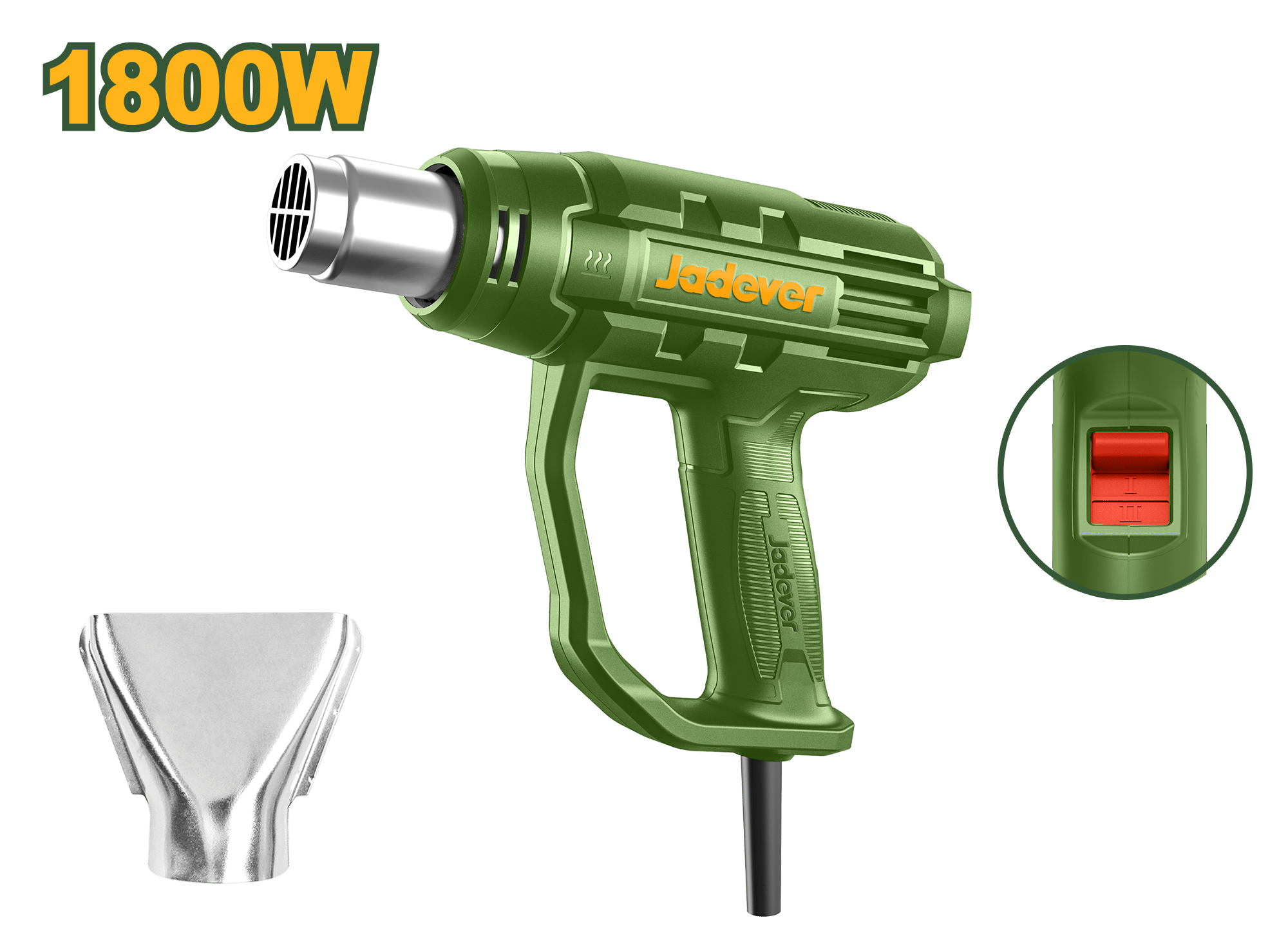 PISTOLA DE CALOR 1800W 1250/380L/MIN 4800-560ºC